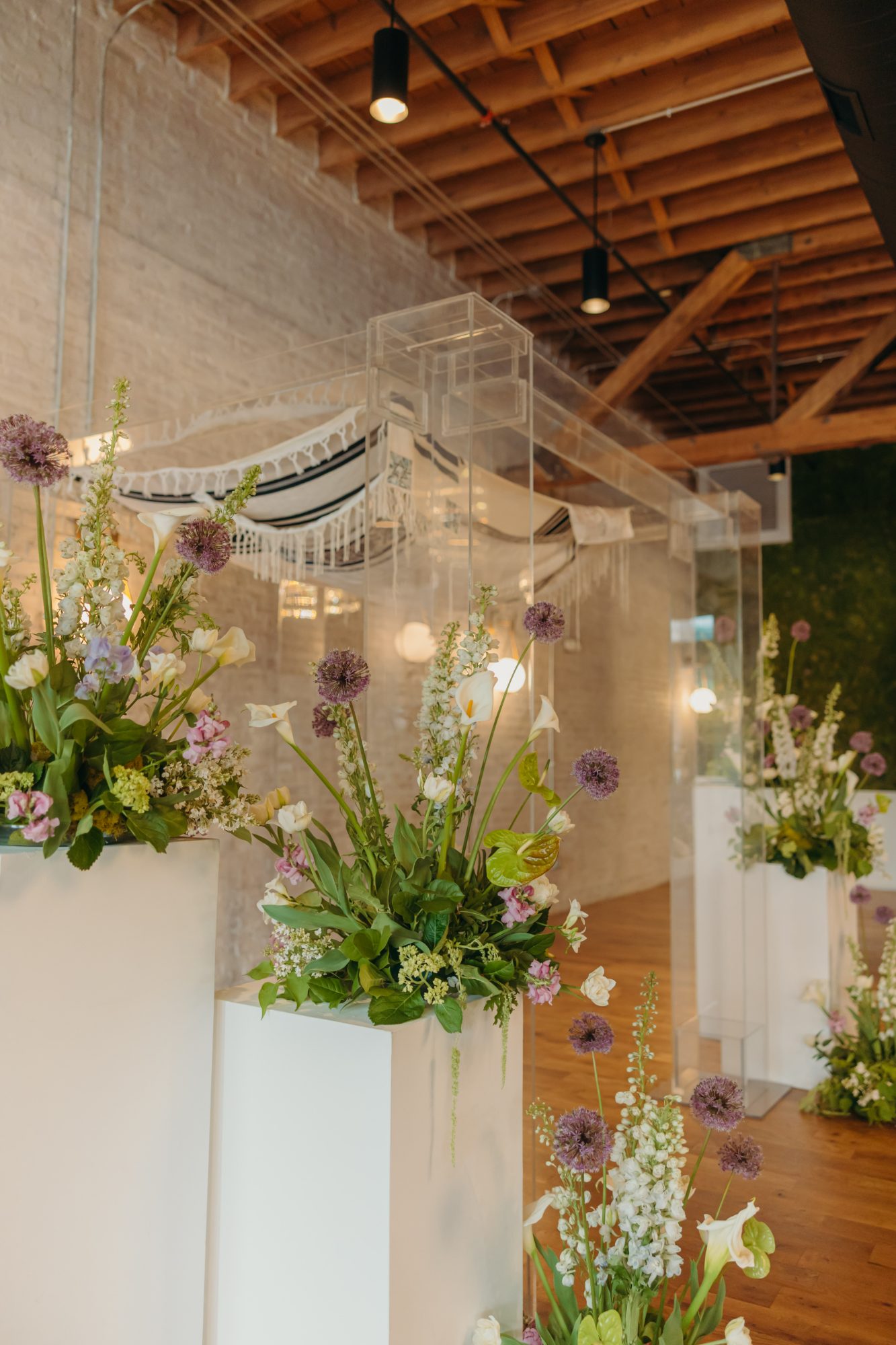The chuppah dressed with florals